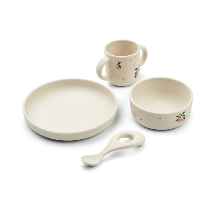 Vivi printed servies set 4-delig - Peach-Sea shell mix - Liewood