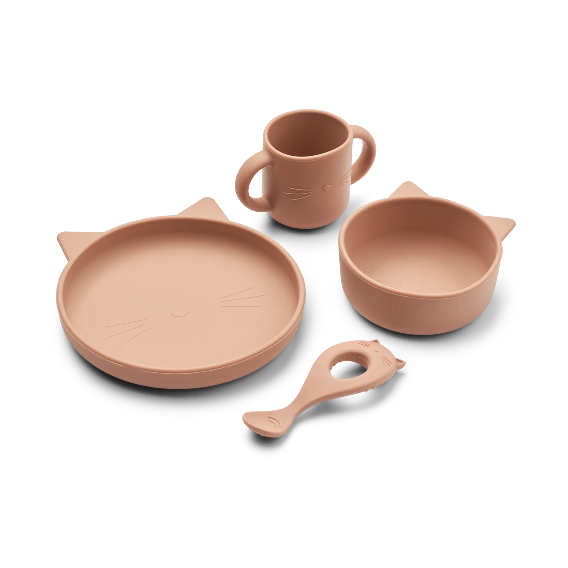 Vivi servies set siliconen 4-delig, Cat dark rose Liewood