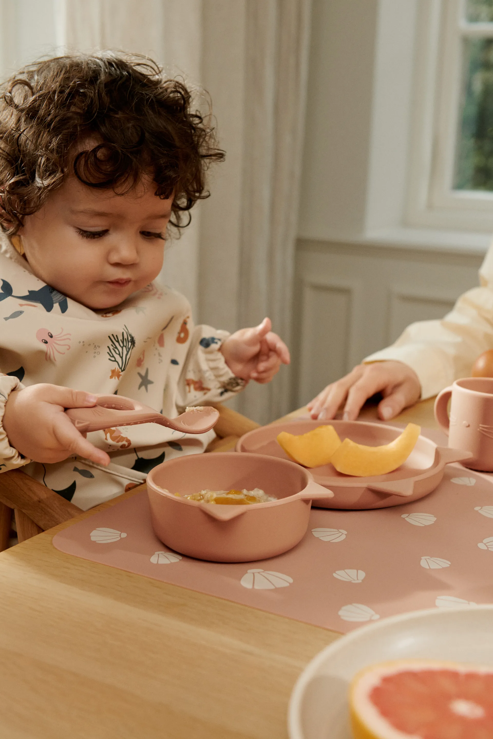 Vivi servies set siliconen 4-delig, Cat dark rose Liewood