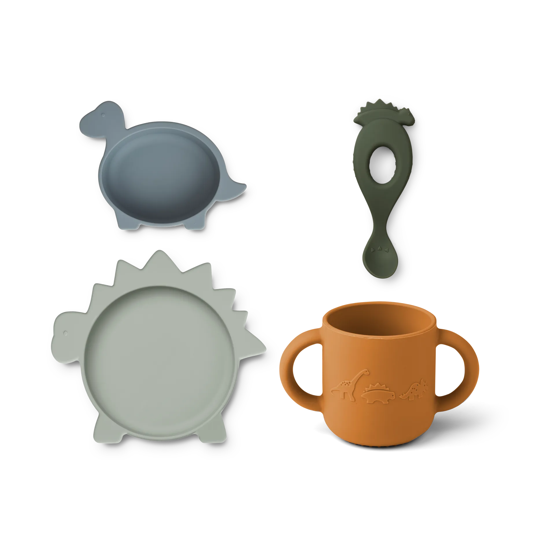 Vivi servies set siliconen 4-delig, Dino blue multi mix Liewood