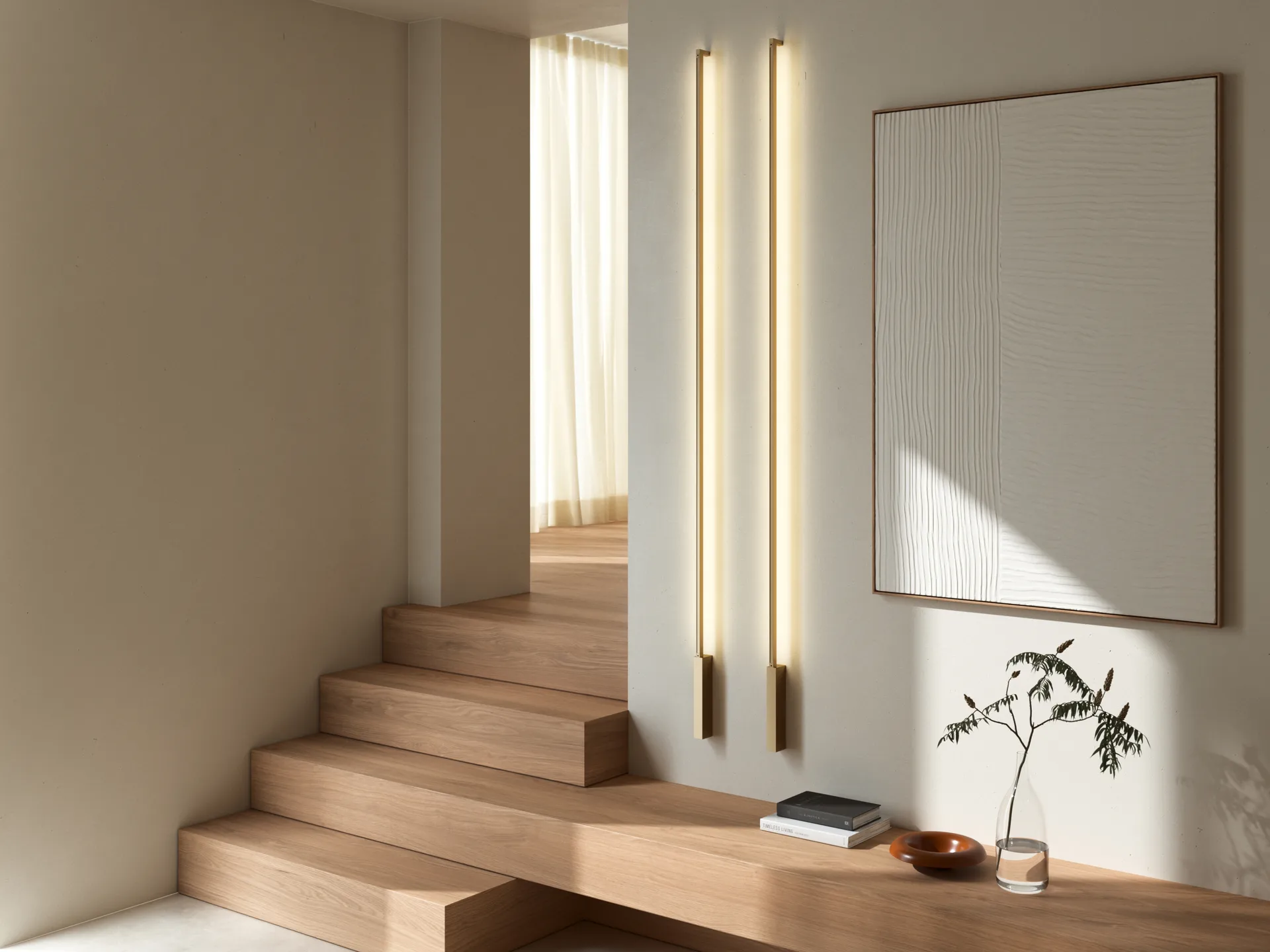 Stripe C/W wandlamp, Brass, 4x200 cm Light-Point