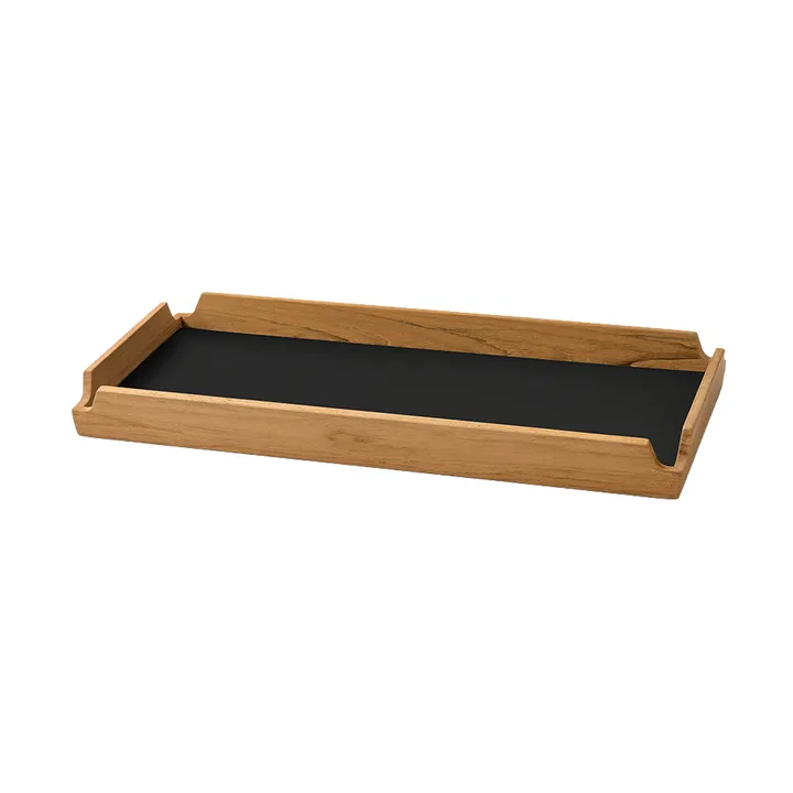 Airy Nupo dienblad - Black ink-teak, slim - LIND DNA