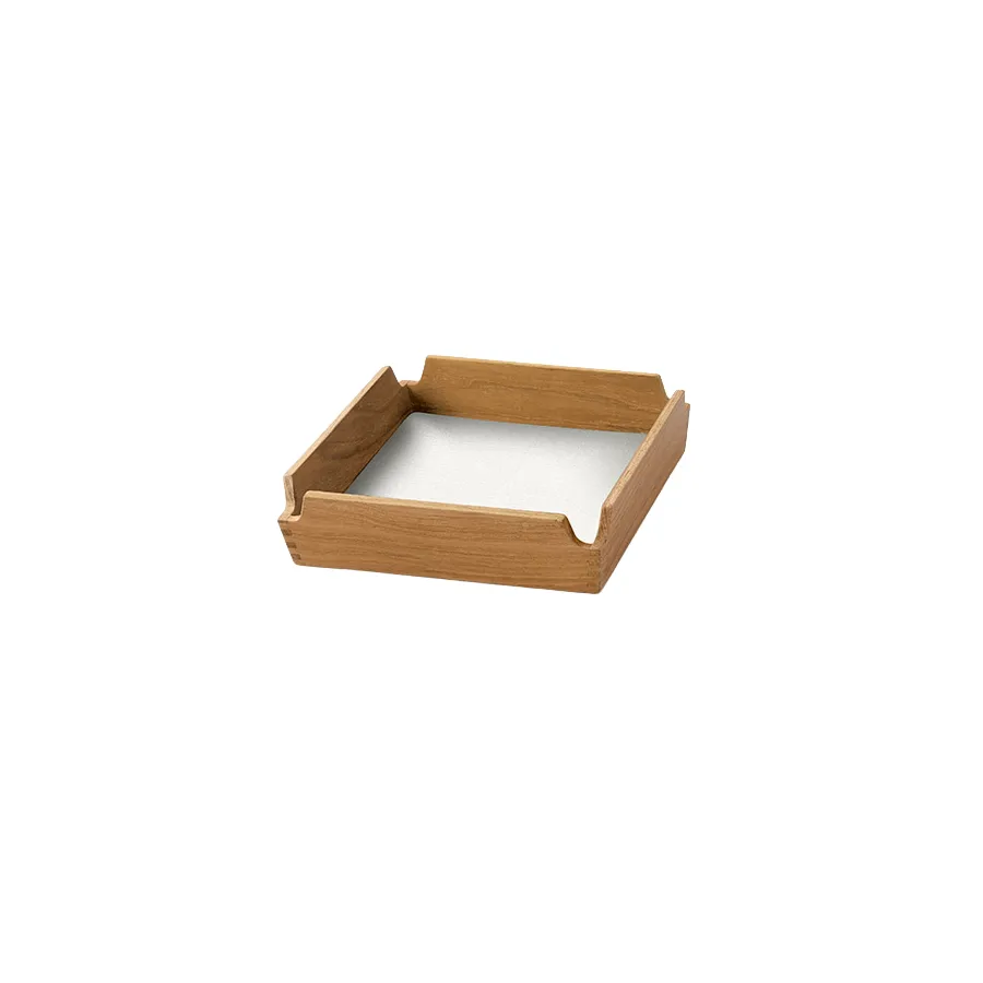 Airy Nupo dienblad, Pure white-teak, mini LIND DNA
