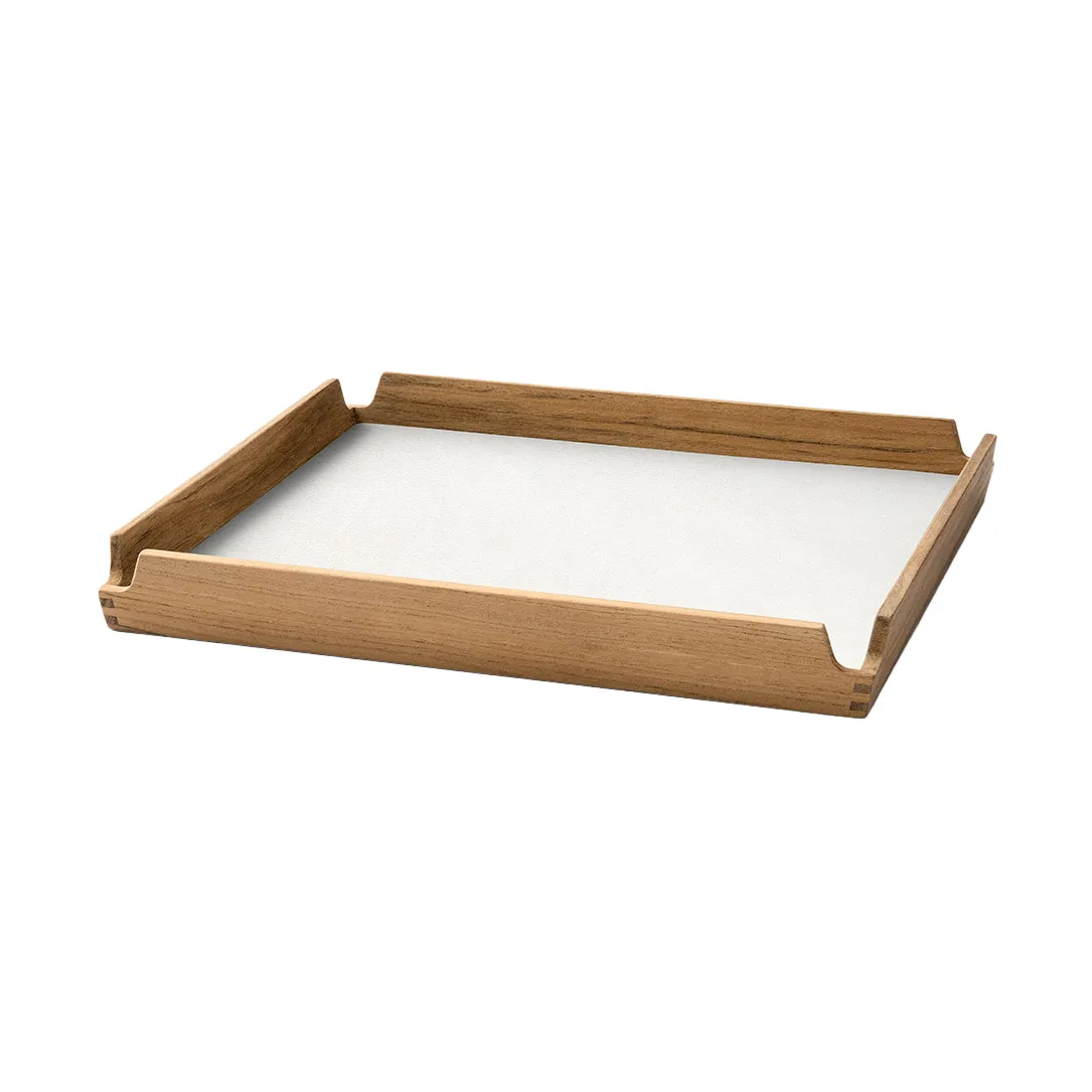 Airy teakhouten dienblad square S, Nupo pure white LIND DNA