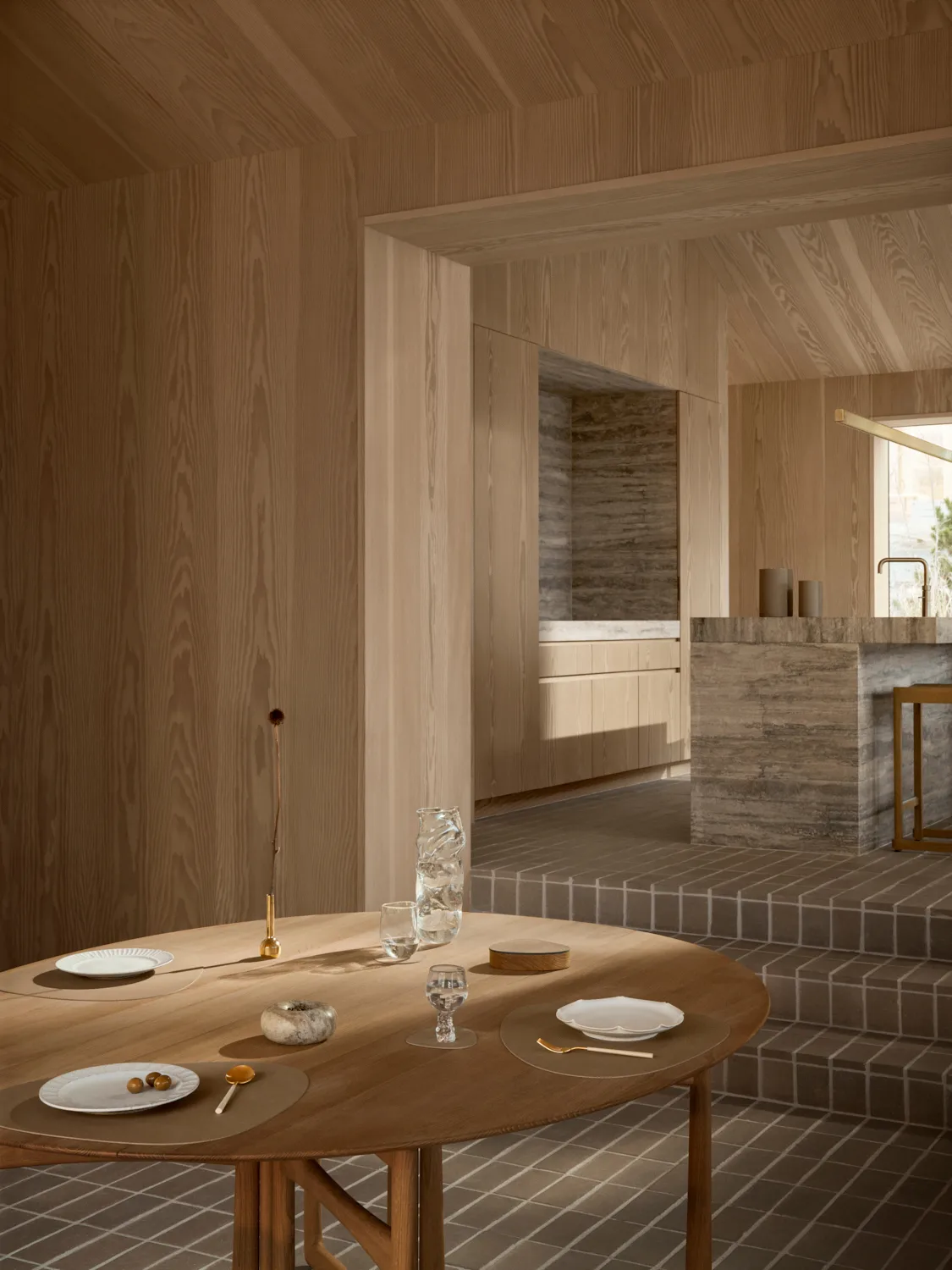 Corduroy placemat curve L, Nougat LIND DNA