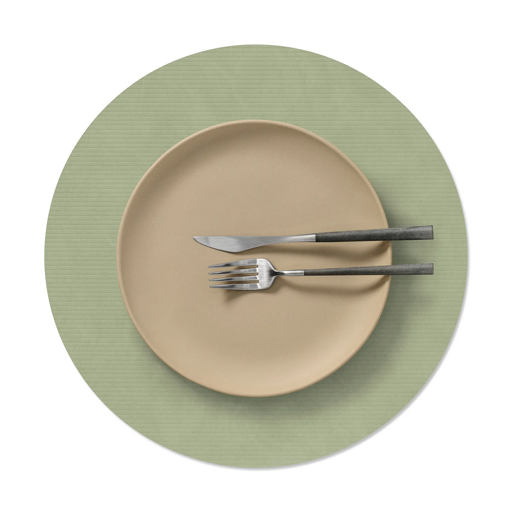 Corduroy placemat, Olive green, circle, L LIND DNA