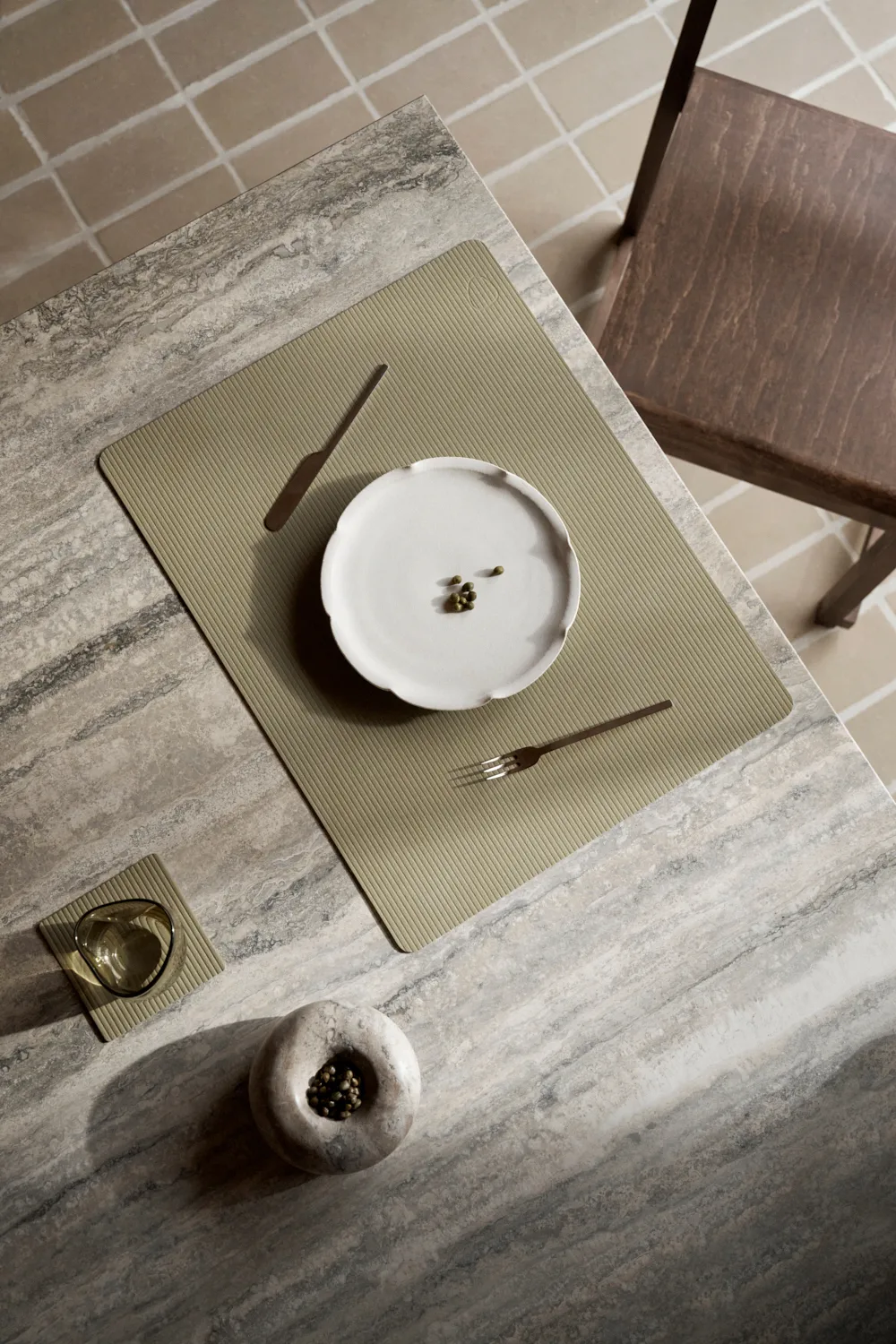 Corduroy placemat square L, Herbal Dust LIND DNA