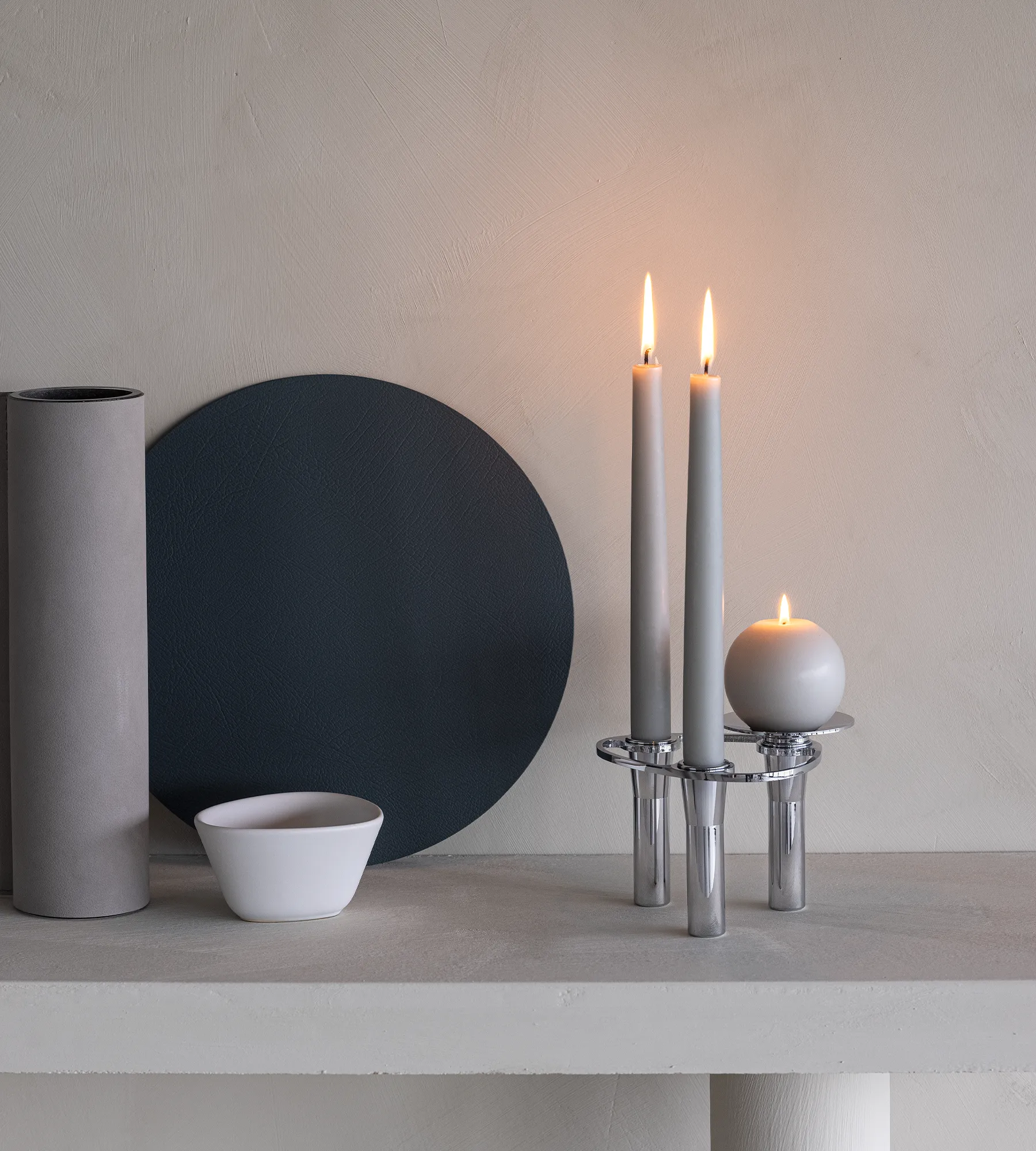 Curve Kandelaar, chrome, tray LIND DNA