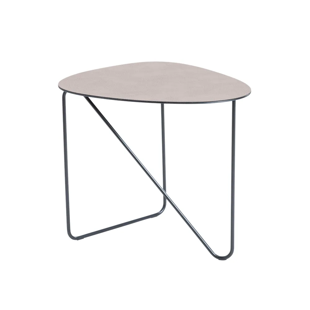 Curve Salontafel, leer warm grey, bull, m LIND DNA