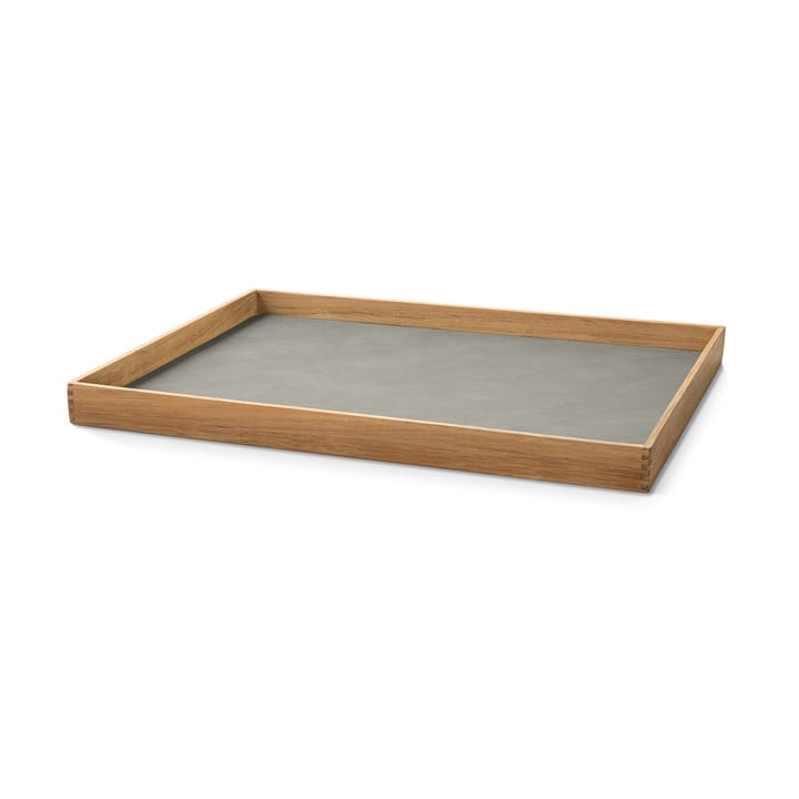 Even teakhouten dienblad square L - Nupo light grey - LIND DNA