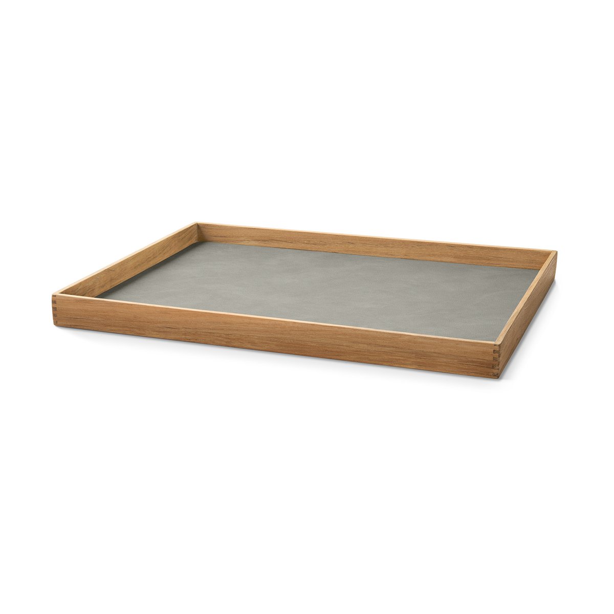 LIND DNA Even teakhouten dienblad square L Nupo light grey