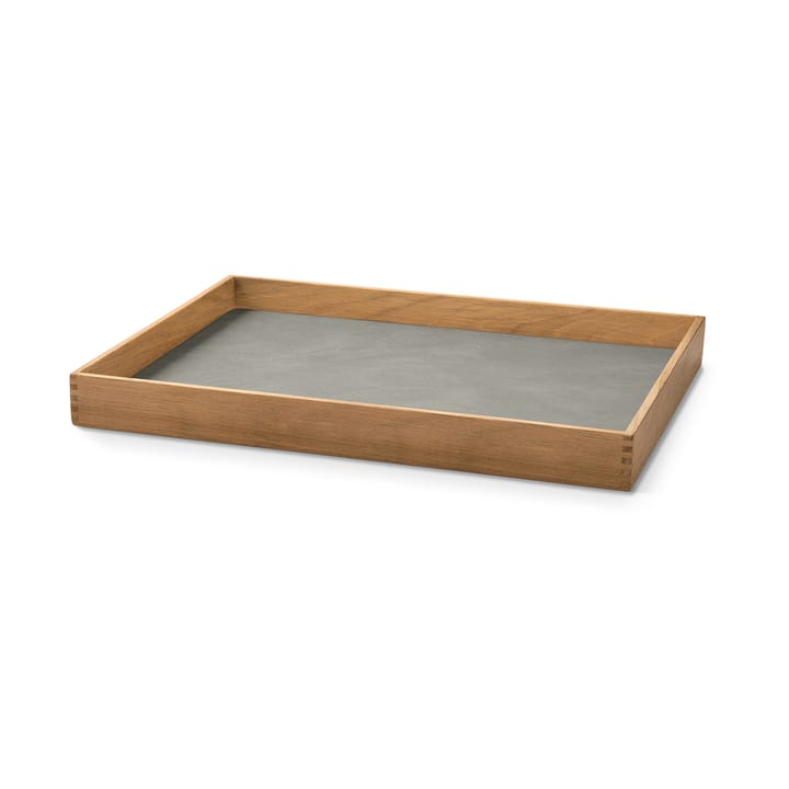 Even teakhouten dienblad square M - Nupo light grey - LIND DNA