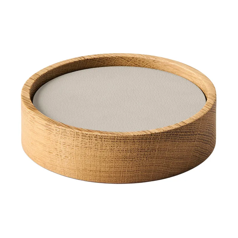 Wood Box onderzetterset, Nature-oak, circle, S, Nupo oyster white, 9 delar LIND DNA
