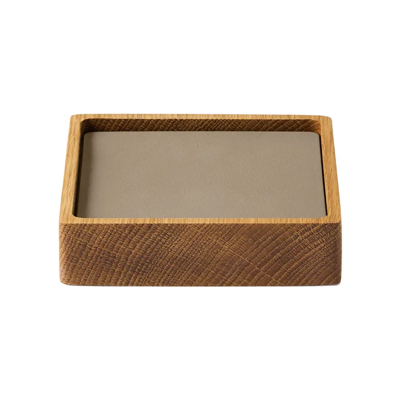 Wood Box onderzetterset, Nature-oak, square, S, Nupo clay brown, 9 delar LIND DNA