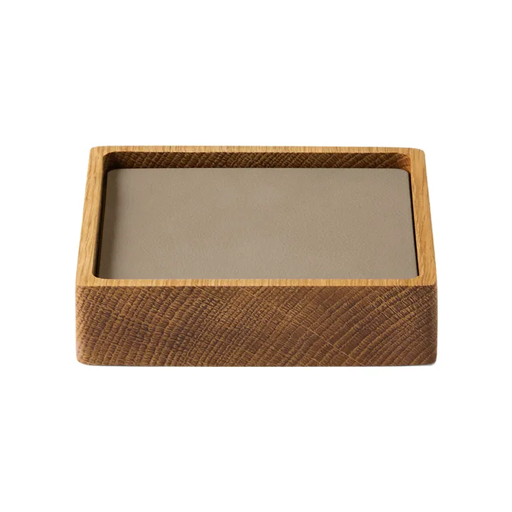 Wood Box onderzetterset - Nature-oak, square, S, Nupo clay brown, 9 delar - LIND DNA