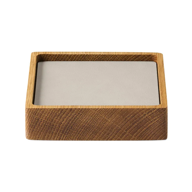 Wood Box onderzetterset, Nature-oak, square, S, Nupo oyster white, 9 delar LIND DNA