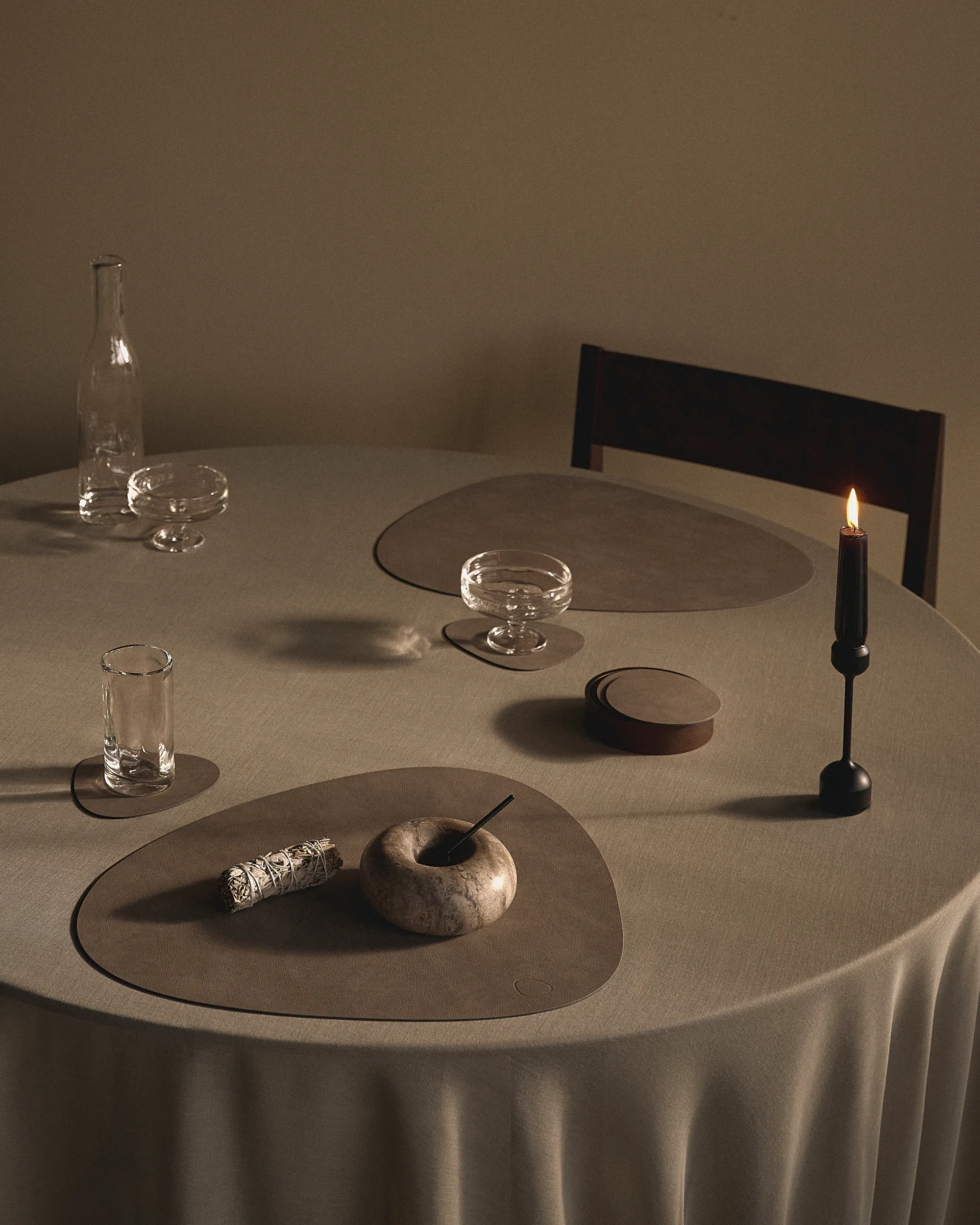 Wood Box opbergdoos voor onderzetters, Smoked-oak, circle, S LIND DNA