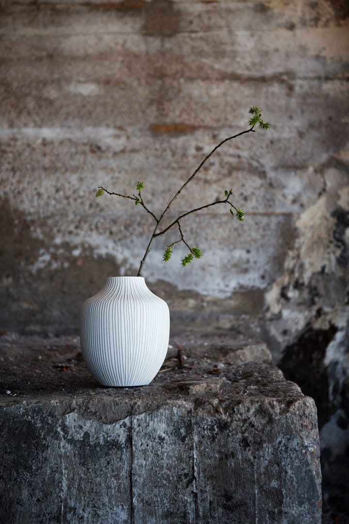 Kyoto vaas, Sand white stone stripe Lindform