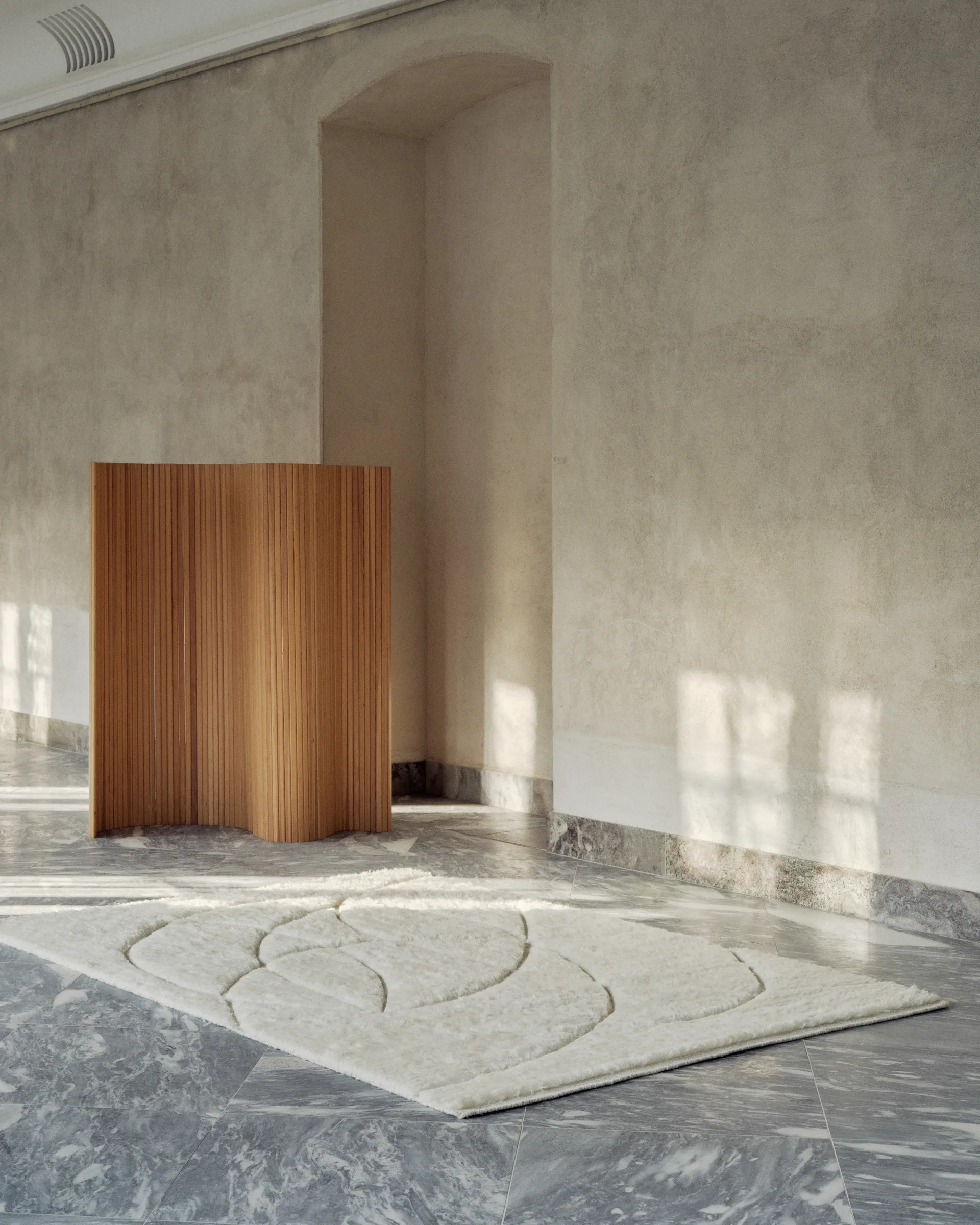 Lineal Sweep wollen vloerkleed, White, 200x300 cm Linie Design