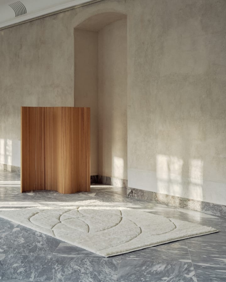 Lineal Sweep wollen vloerkleed, White, 200x300 cm Linie Design