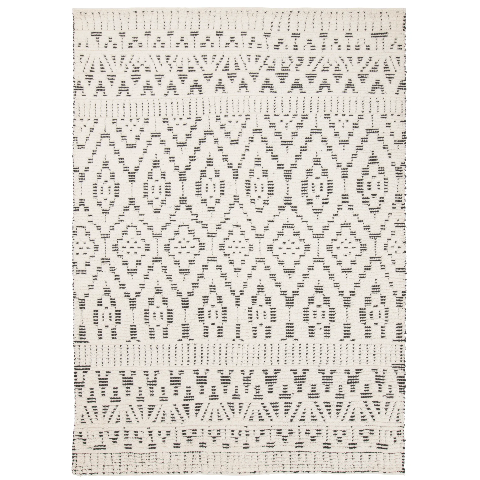 Zelbio wollen vloerkleed 140x200 cm, White-black Linie Design