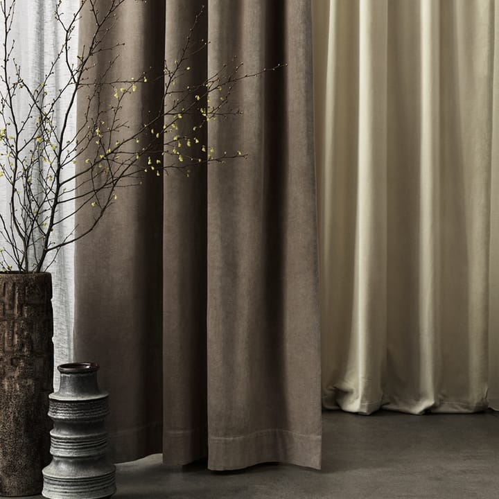 Paolo gordijn met plooirand, Romig beige Linum
