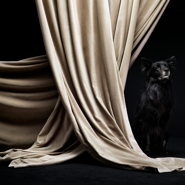 Paolo gordijn met plooirand, Romig beige Linum