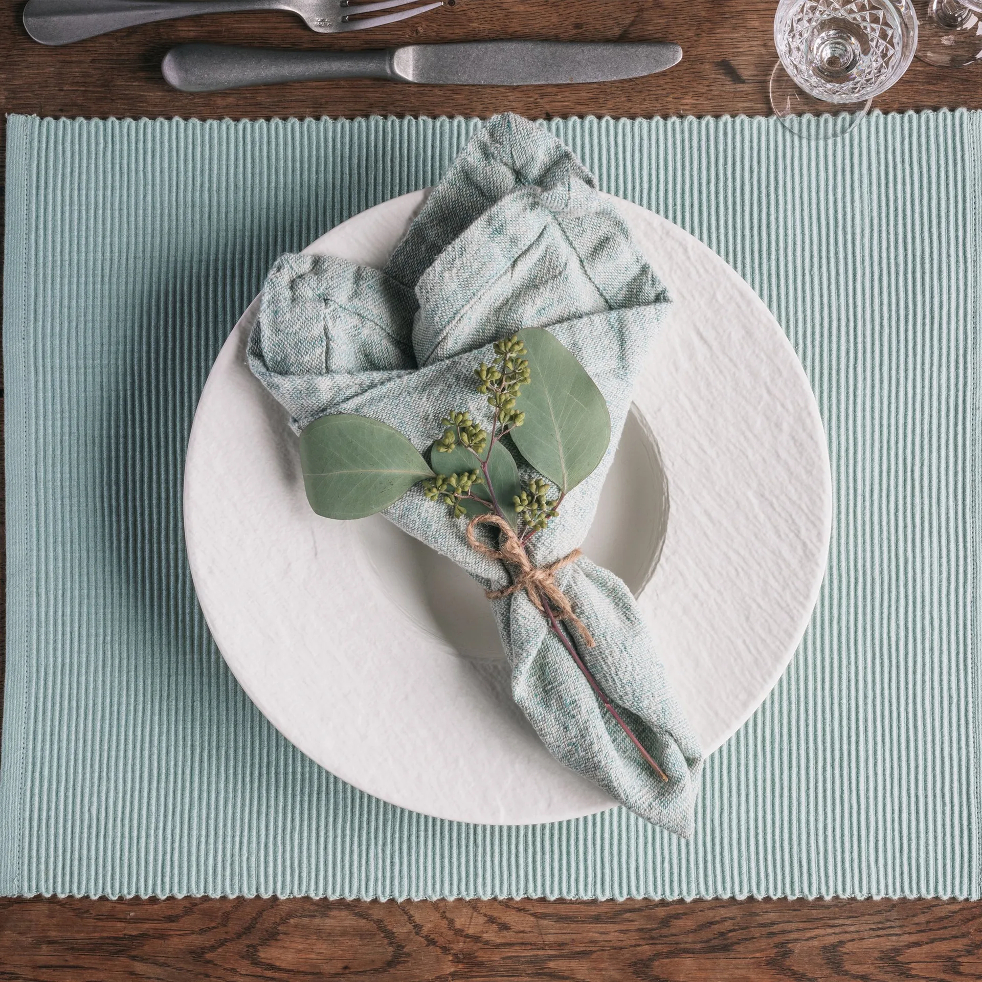 Uni placemat 35x46 cm 2-pack, IJsgroen Linum