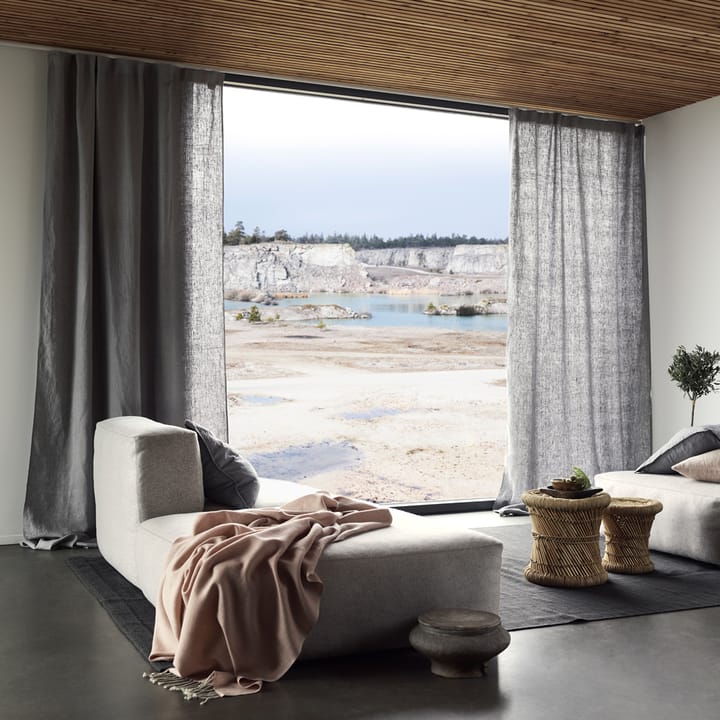 West curtain met strijkstrip, Licht steengrijs Linum