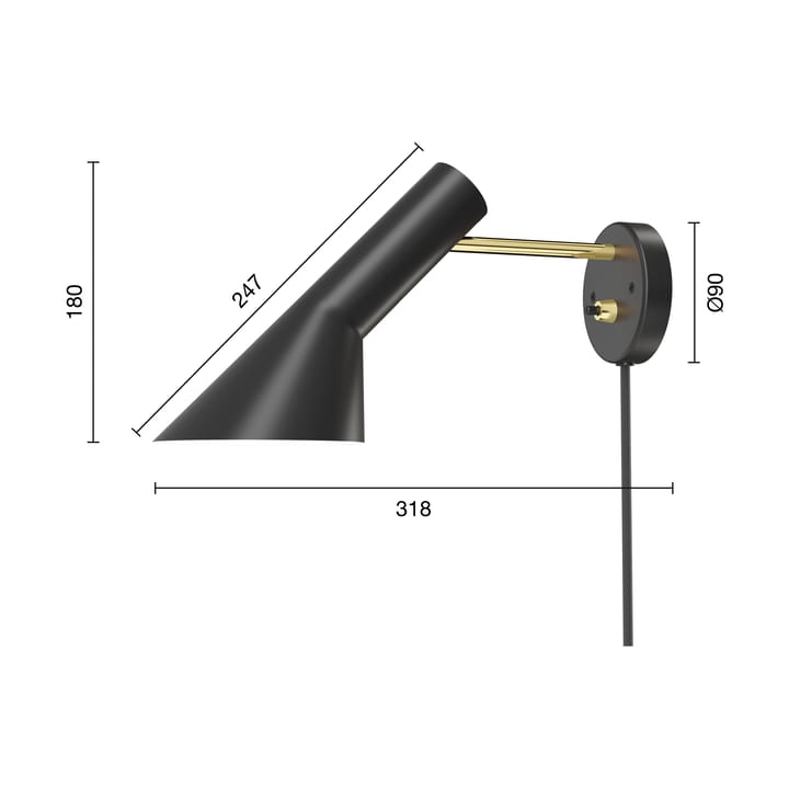 AJ muurlamp, Brass-black Louis Poulsen