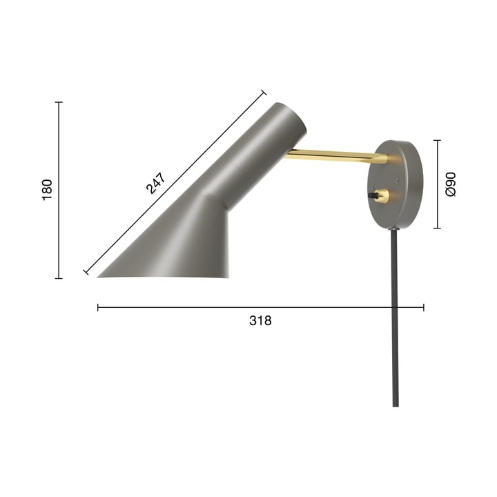 AJ muurlamp, Brass-warm grey Louis Poulsen
