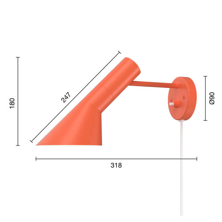 AJ muurlamp, Electric orange Louis Poulsen