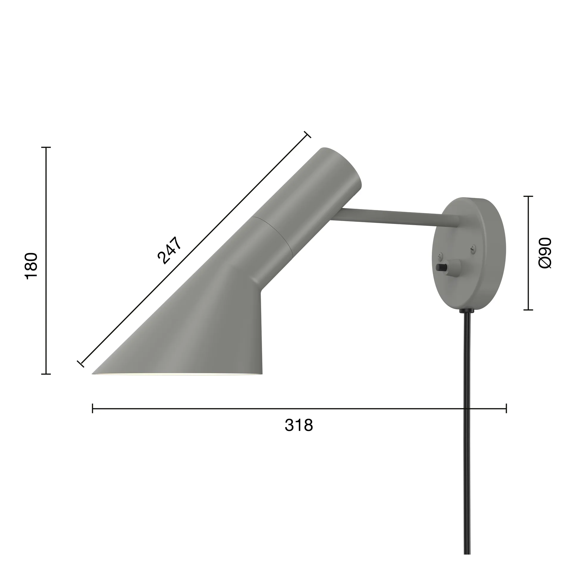 AJ muurlamp, Warm grey Louis Poulsen