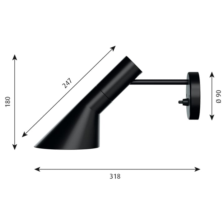 AJ muurlamp, Zwart Louis Poulsen