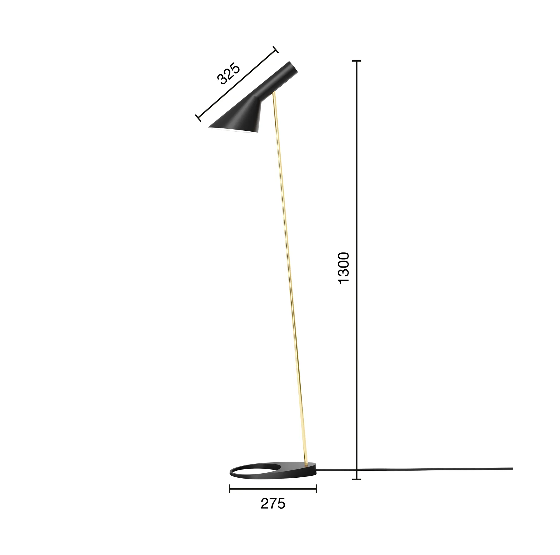 AJ vloerlamp, Brass-black Louis Poulsen