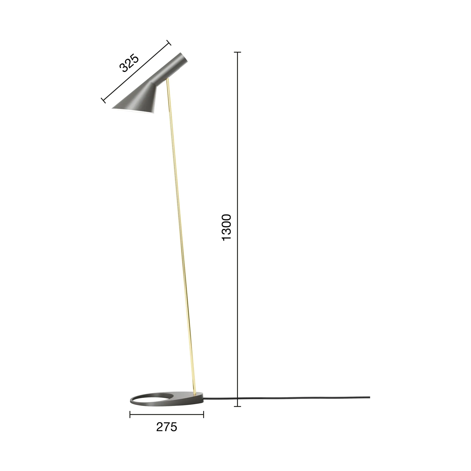 AJ vloerlamp, Brass-warm grey Louis Poulsen