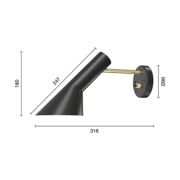 AJ wandlamp vaste installatie - Brass-black - Louis Poulsen