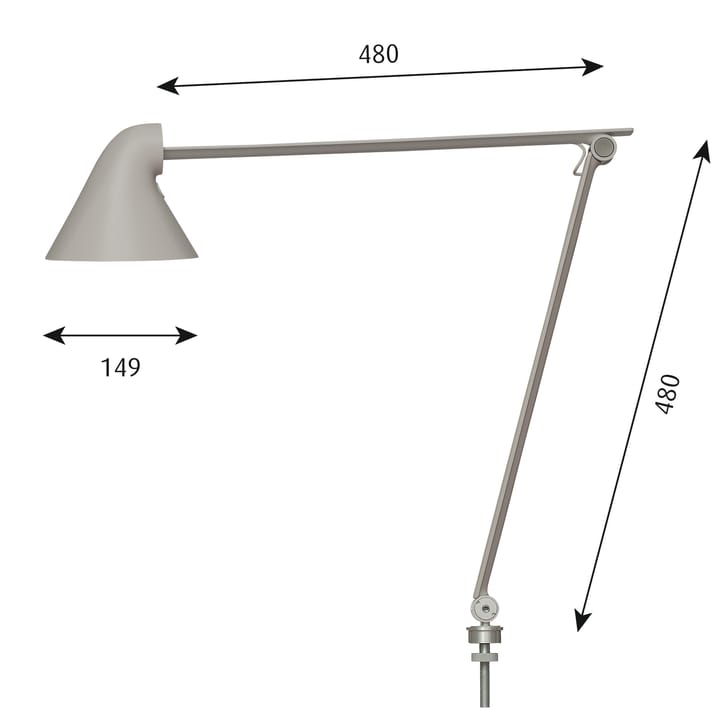 NJP tafellamp Ø10 mm, Lichtgrijs Louis Poulsen