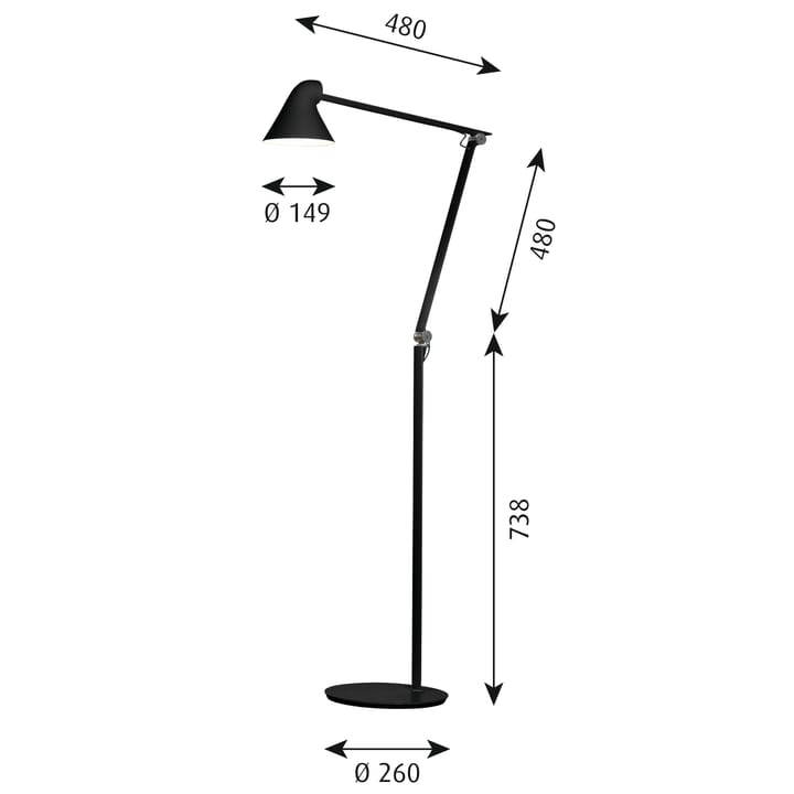 NJP vloerlamp, Zwart Louis Poulsen