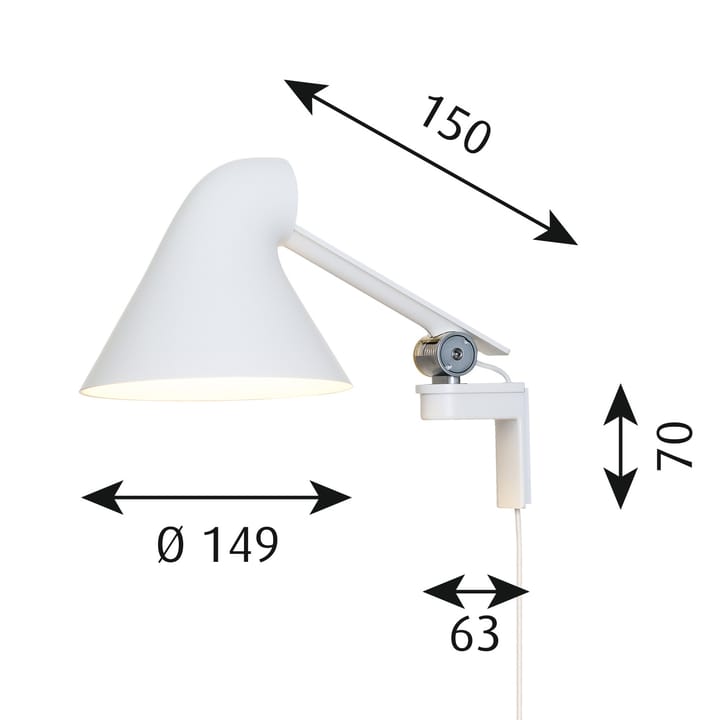 NJP wandlamp korte arm, Wit Louis Poulsen