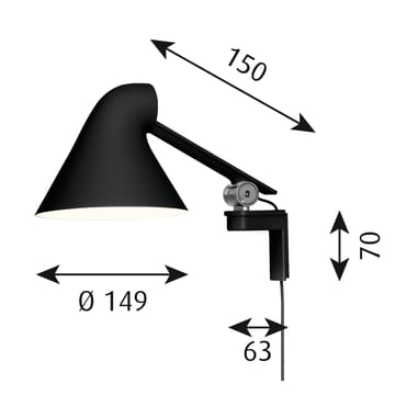 NJP wandlamp korte arm - Zwart - Louis Poulsen