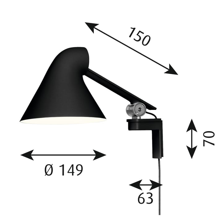 NJP wandlamp korte arm, Zwart Louis Poulsen