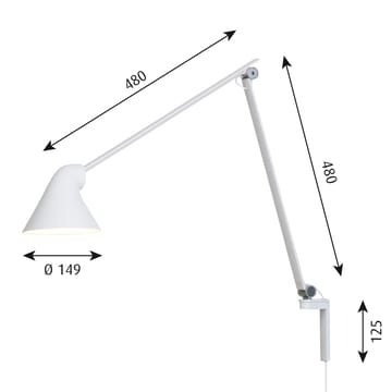 NJP wandlamp lange arm - Wit - Louis Poulsen