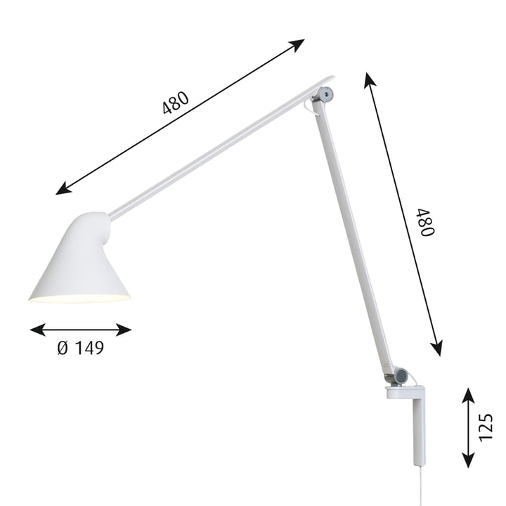 NJP wandlamp lange arm, Wit Louis Poulsen