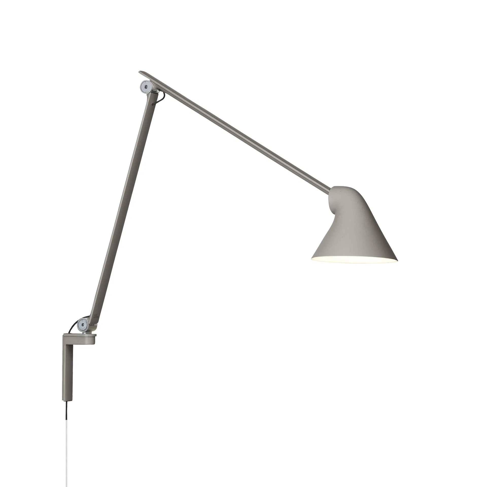 NJP wandlamp, Lichtgrijs, lange arm, LED, 3000k Louis Poulsen