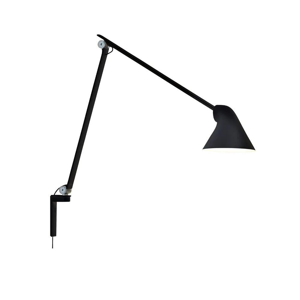 NJP wandlamp, Zwart, lange arm, LED, 3000k Louis Poulsen