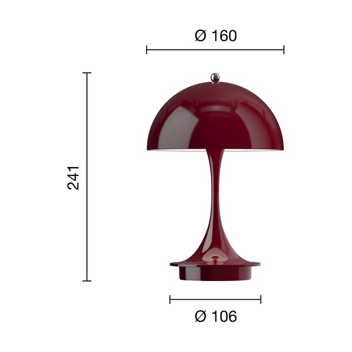 Panthella 160 Portable tafellamp, Opaque burgundy Louis Poulsen