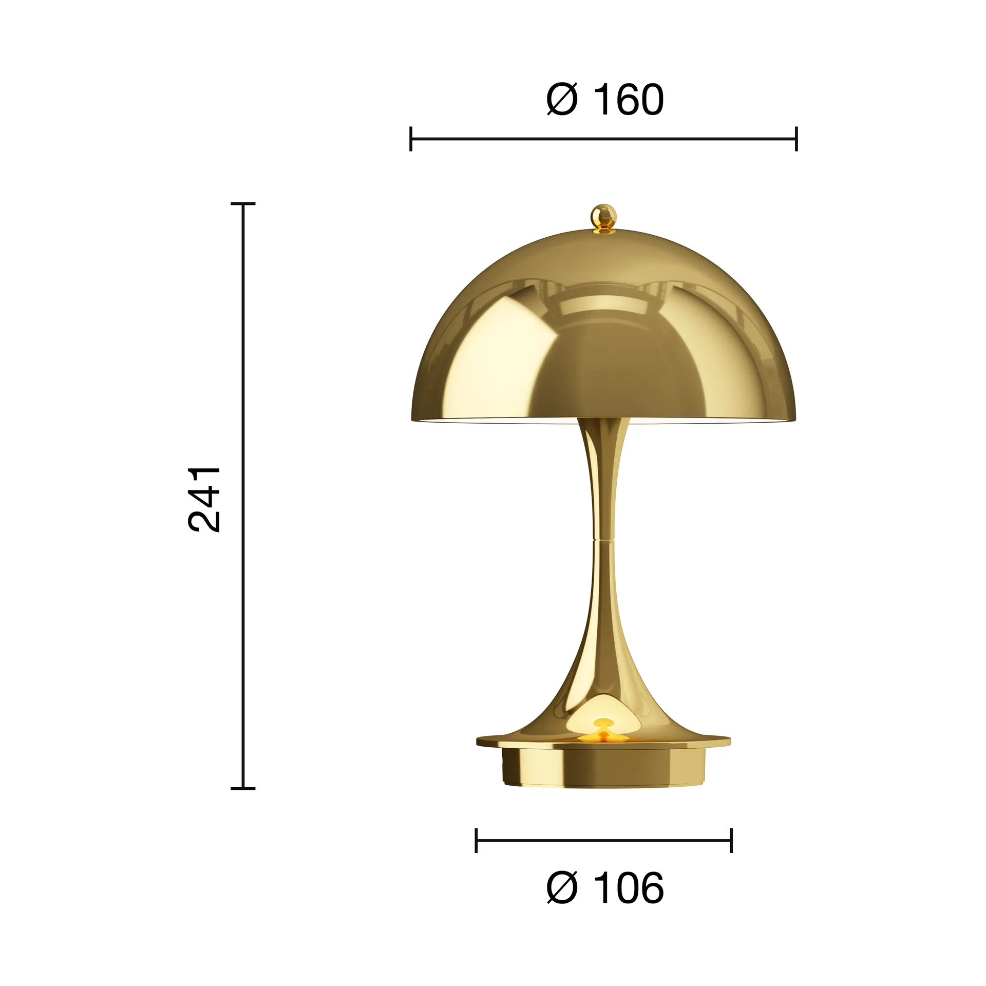 Panthella 160 Portable v3 tafellamp, Brass metallised Louis Poulsen