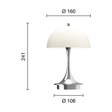 Panthella 160 Portable v3 tafellamp - Chrome opal beige - Louis Poulsen