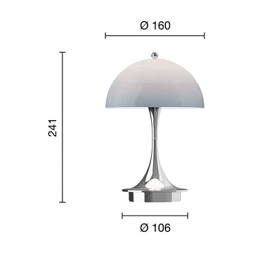 Panthella 160 Portable v3 tafellamp - Chrome opal bluegrey - Louis Poulsen